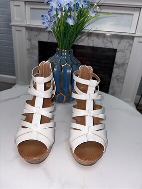 a.n.a White Strappy Wedge Sandals for Women